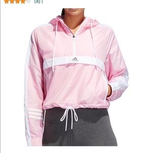 Adidas Cropped Pink Windbreaker Jacket